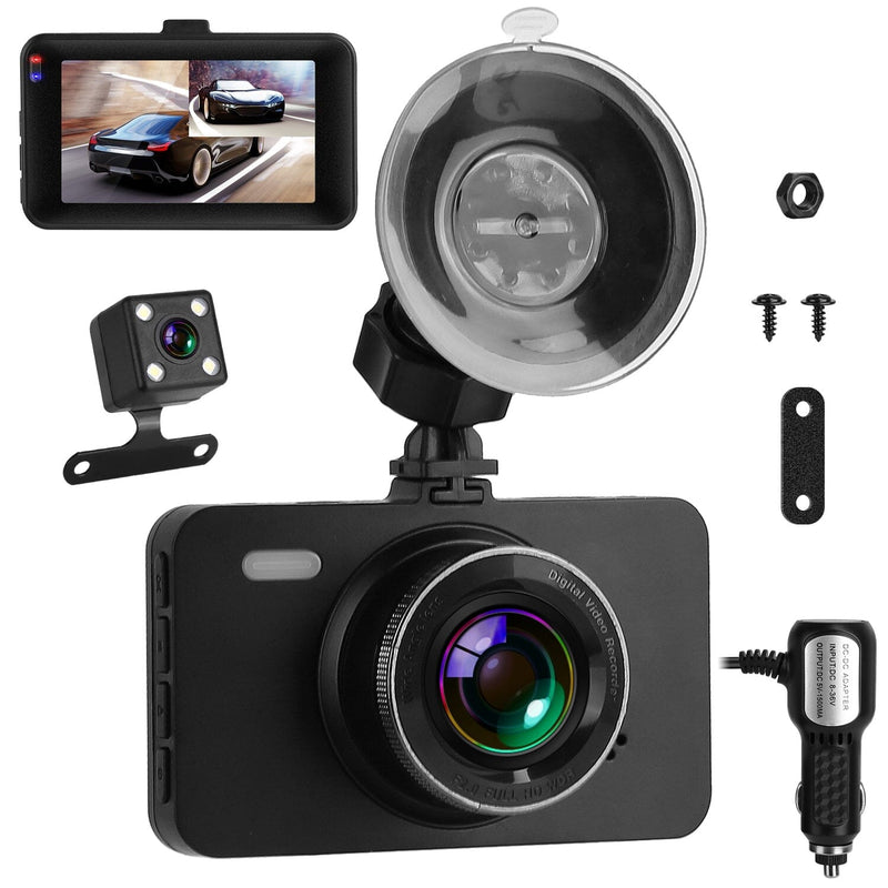 1080P Dual Dash Cam 3" Screen with Front and Rear Camera G-Sensor Motion Night Vision Loop Recording Automotive - DailySale