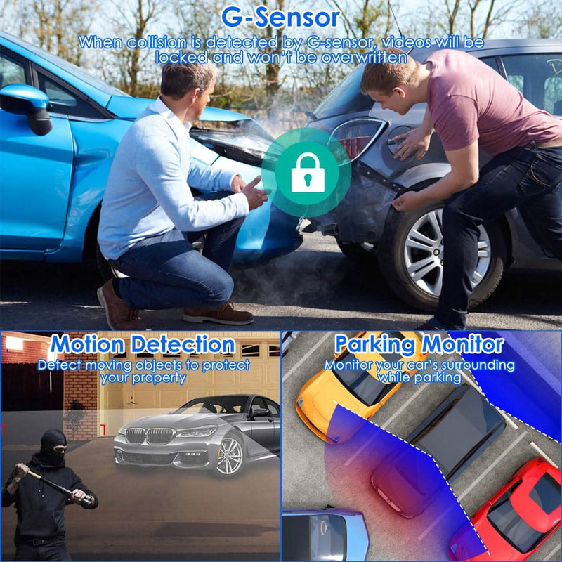 1080P Dual Dash Cam 3" Screen with Front and Rear Camera G-Sensor Motion Night Vision Loop Recording Automotive - DailySale