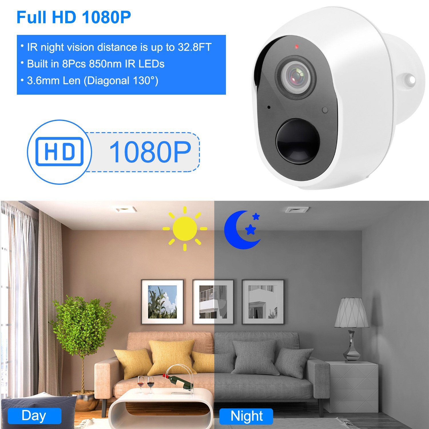 1080P FHD WiFi IP Two-Way Audio Security Surveillance Camera Cameras & Drones - DailySale