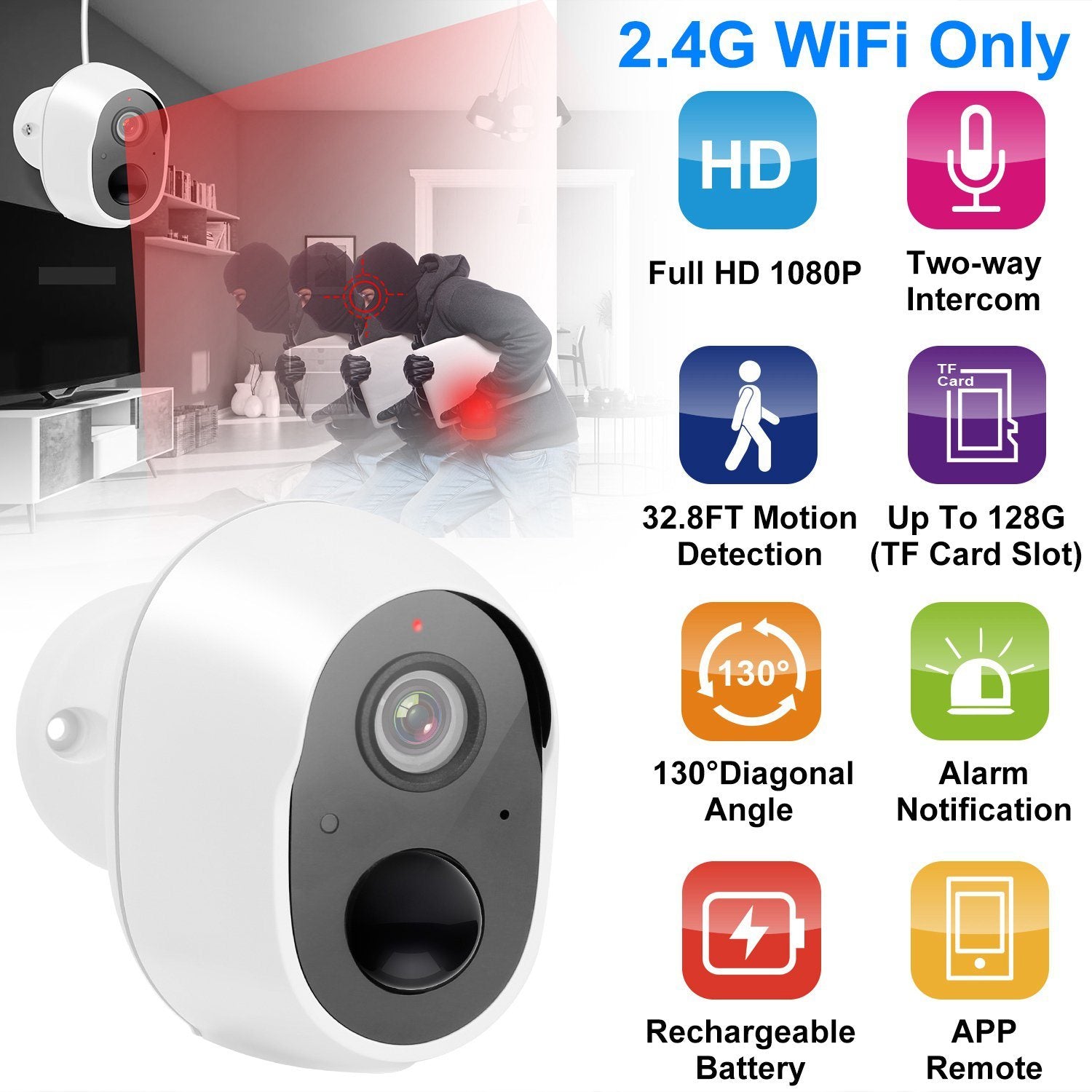 1080P FHD WiFi IP Two-Way Audio Security Surveillance Camera Cameras & Drones - DailySale