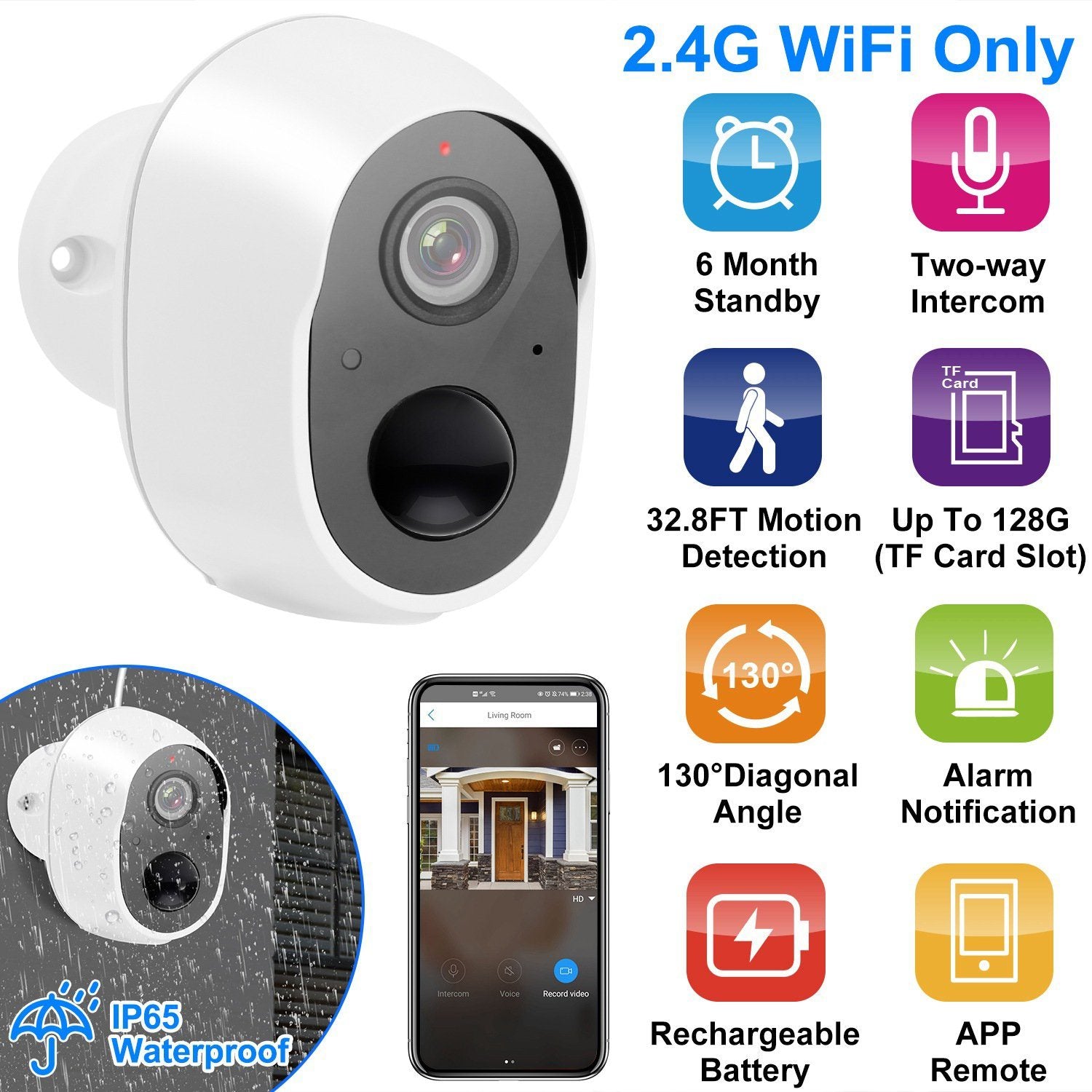 1080P FHD WiFi IP Two-Way Audio Security Surveillance Camera Cameras & Drones - DailySale