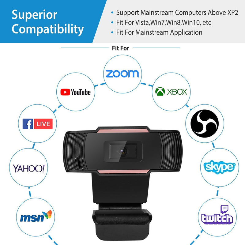 1080P USB Webcam 170 Degree Vertical Adjustment with Clip Computer Accessories - DailySale