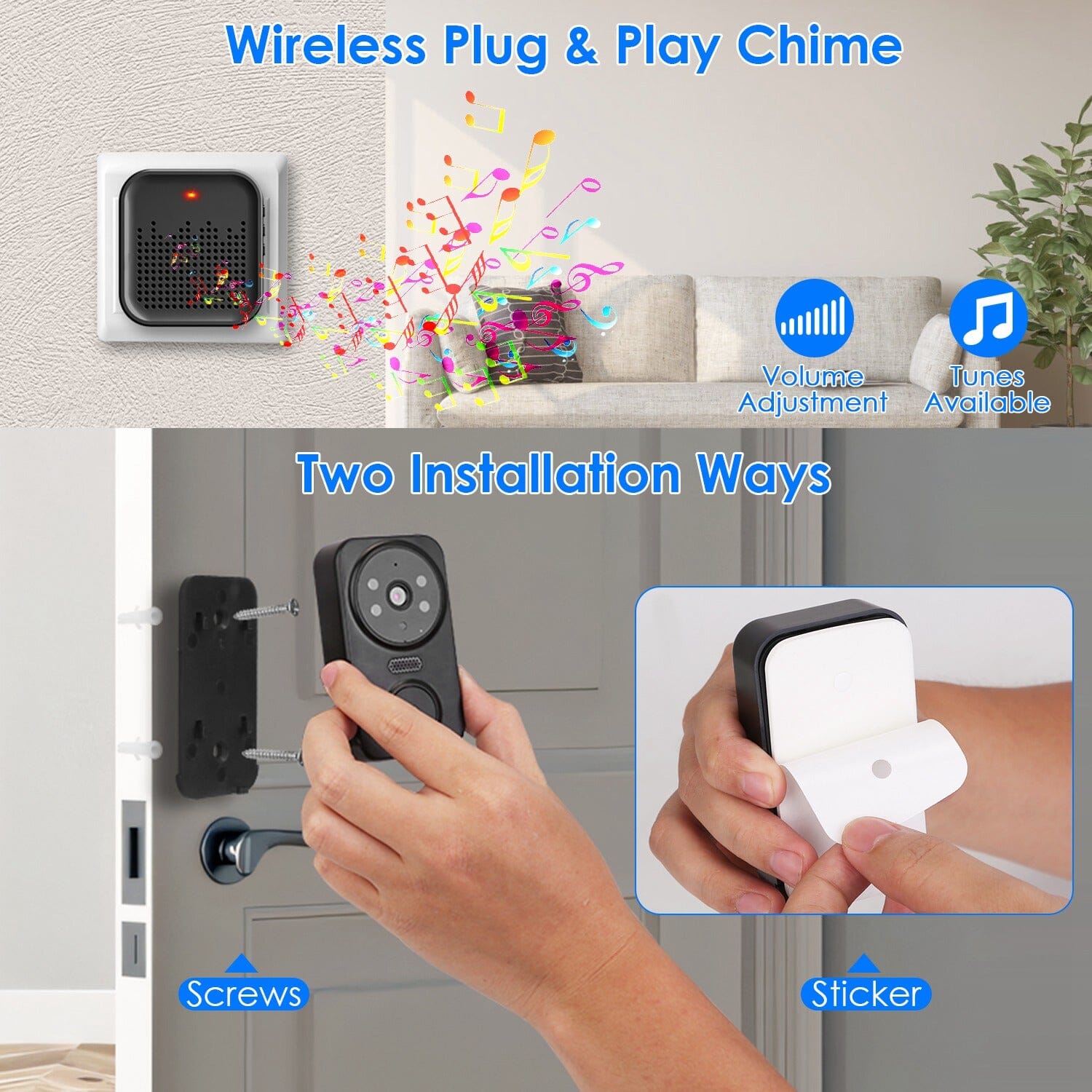 1080P WiFi Security Doorbell Camera 2-Way Audio Free Cloud Storage Smart Home & Security - DailySale