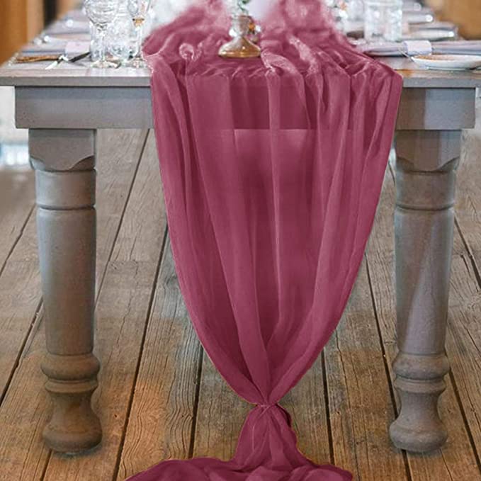 10Ft. Chiffon Table Runner Furniture & Decor Mulberry - DailySale