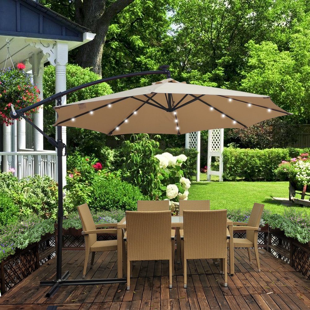 10ft Solar-Powered Patio Umbrella Garden & Patio - DailySale