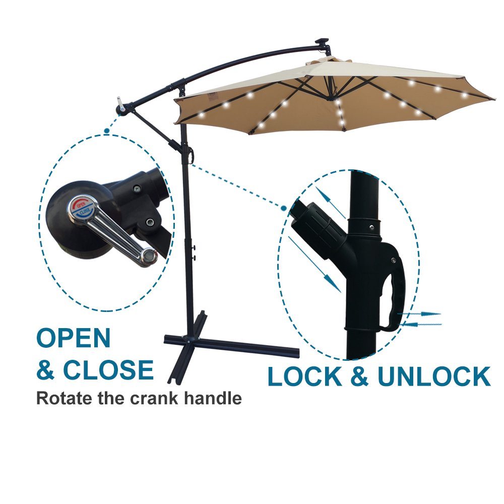 10ft Solar-Powered Patio Umbrella Garden & Patio - DailySale