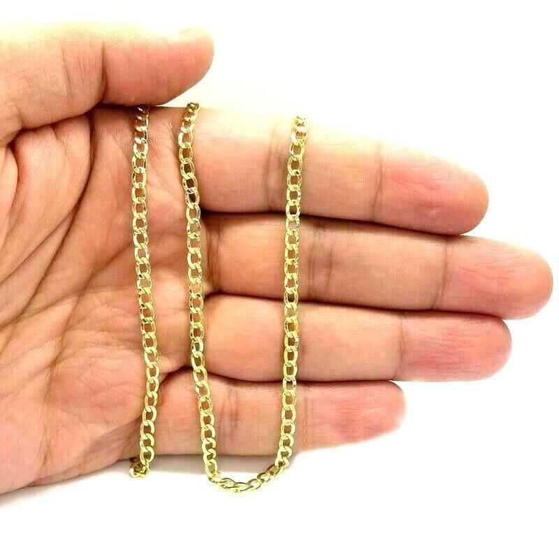 10K Genuine Solid Yellow Gold Cuban Necklace Chain Necklaces - DailySale