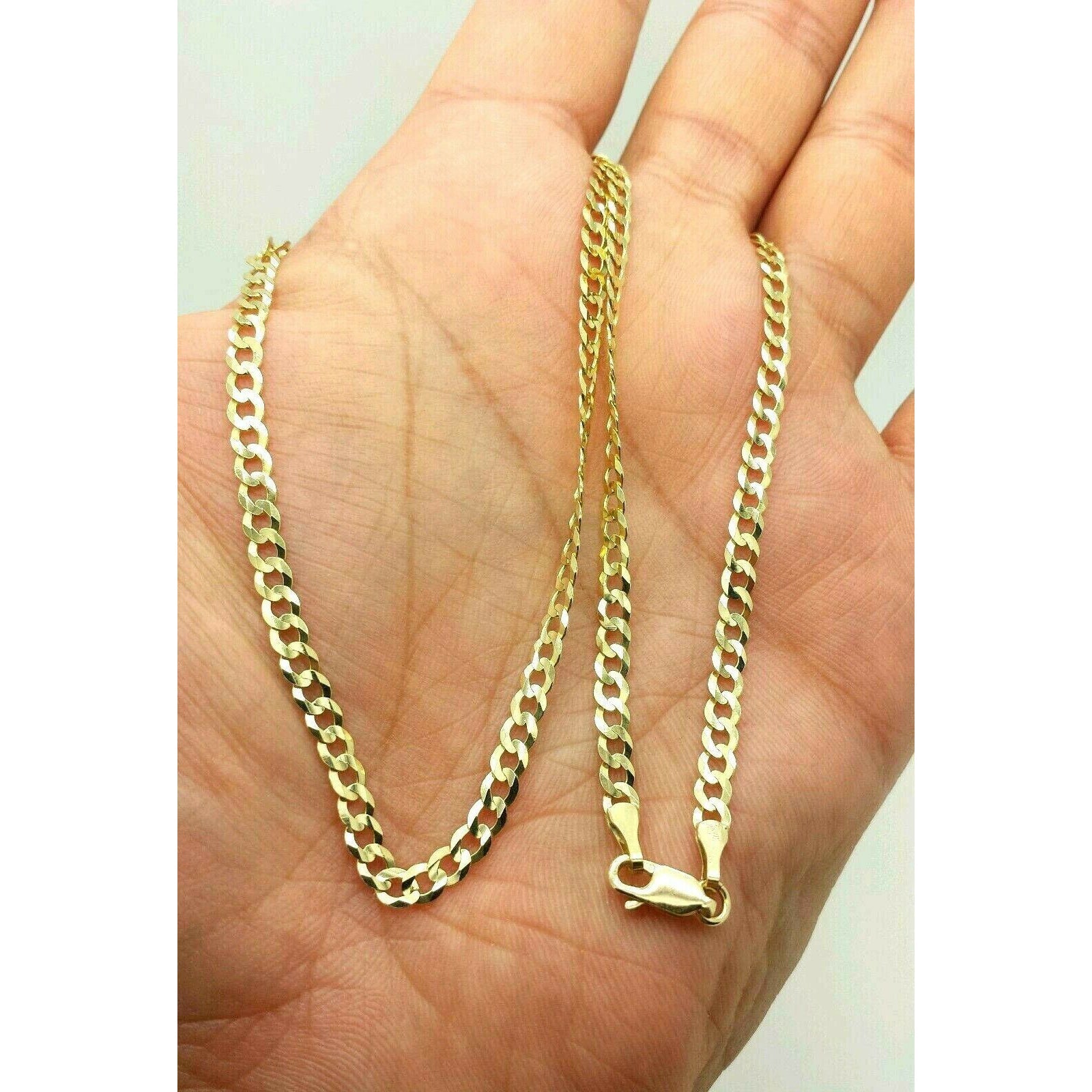 10K Genuine Solid Yellow Gold Cuban Necklace Chain Necklaces - DailySale