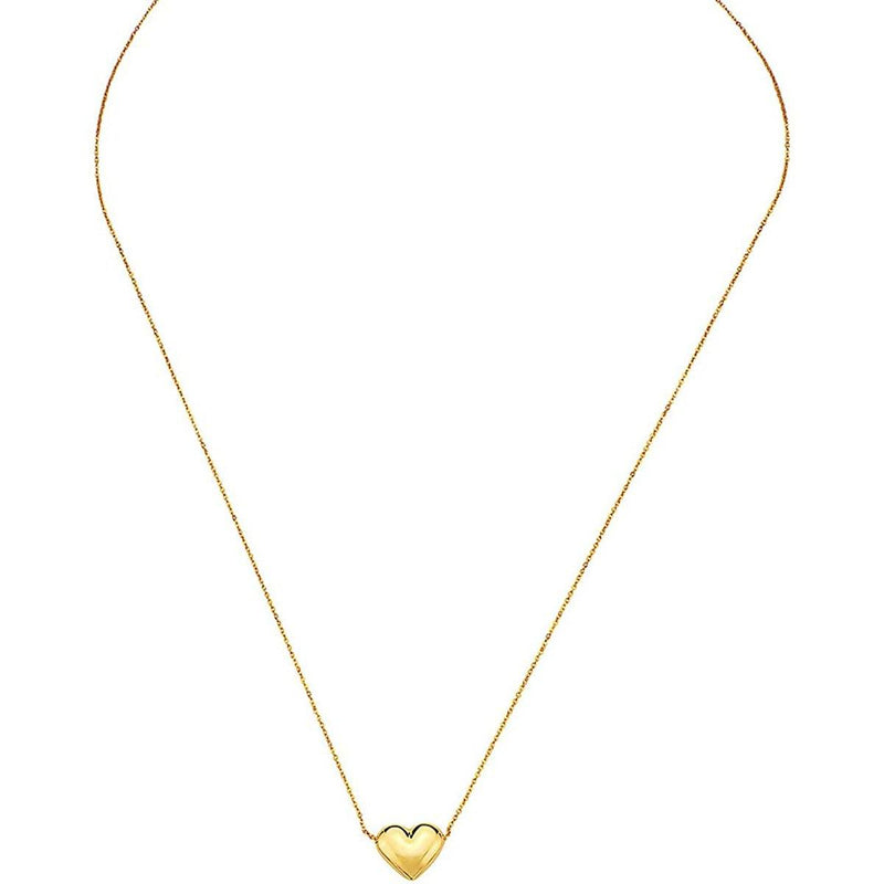 10K Gold Puffed Heart Necklace for Women Adjustable Necklaces - DailySale