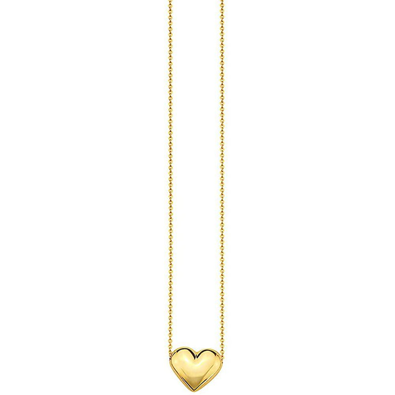 10K Gold Puffed Heart Necklace for Women Adjustable Necklaces - DailySale