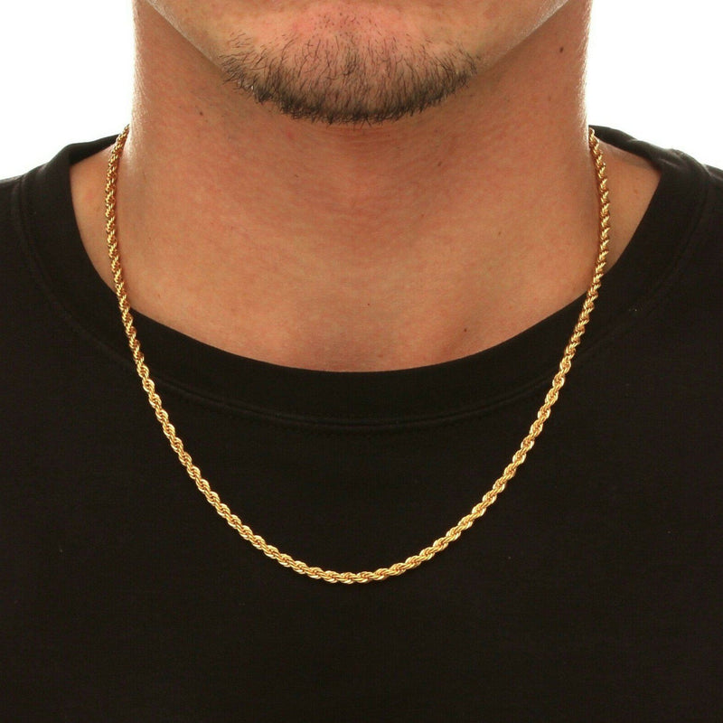 10k Solid Gold Rope Chain 2.5mm Necklaces - DailySale