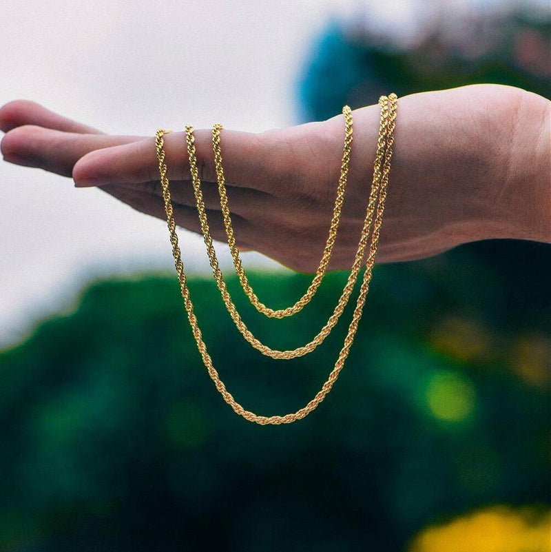 10k Solid Gold Rope Chain 2.5mm Necklaces - DailySale