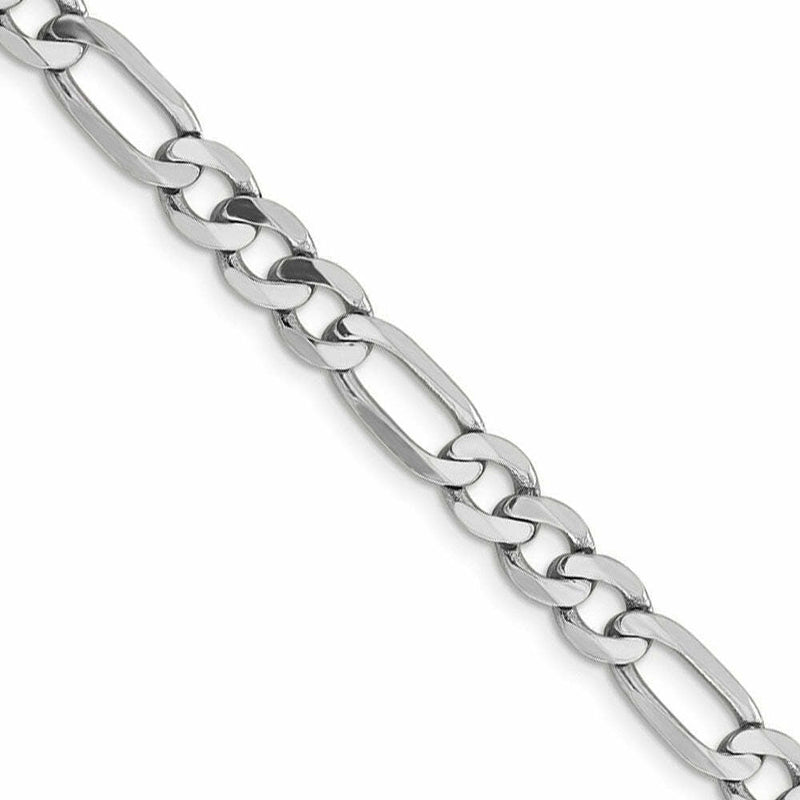 10K Solid White Gold Figaro Chain Necklace Necklaces 20" - DailySale