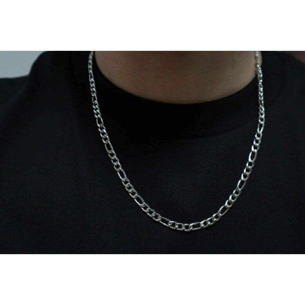 10K Solid White Gold Figaro Chain Necklace Necklaces - DailySale