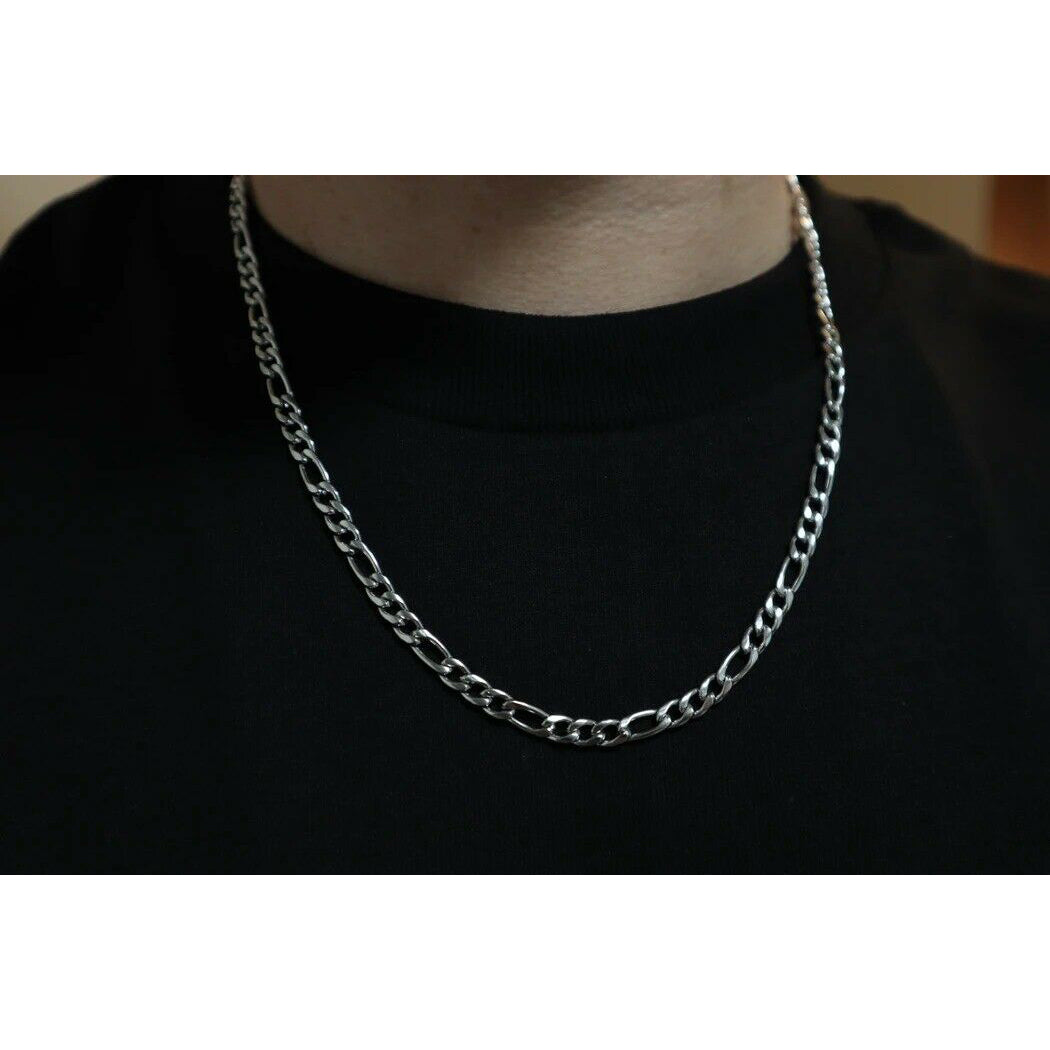 10K Solid White Gold Figaro Chain Necklace Necklaces - DailySale