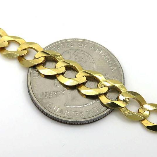 10K Solid Yellow Gold 7mm Curb Cuban Chain Link Pendant Necklace Necklaces - DailySale