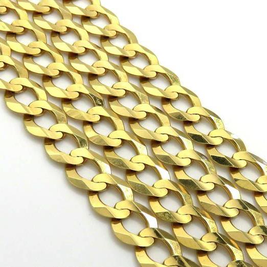 10K Solid Yellow Gold 7mm Curb Cuban Chain Link Pendant Necklace Necklaces - DailySale