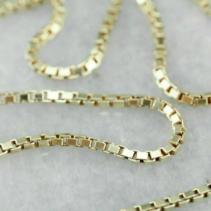 10K Solid Yellow Gold Box Chain Necklaces 16" - DailySale