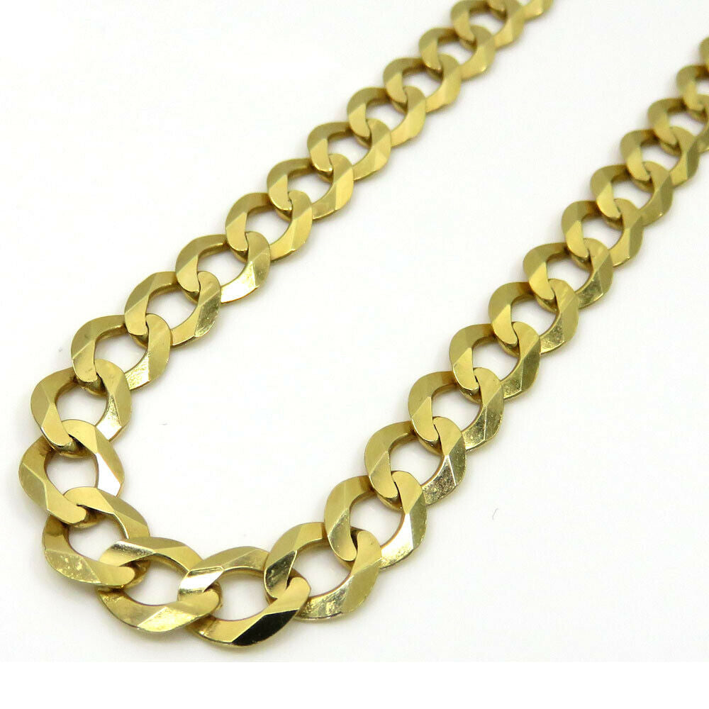 10K Solid Yellow Gold Curb Cuban Link Chain Pendant Necklace 7mm Necklaces - DailySale