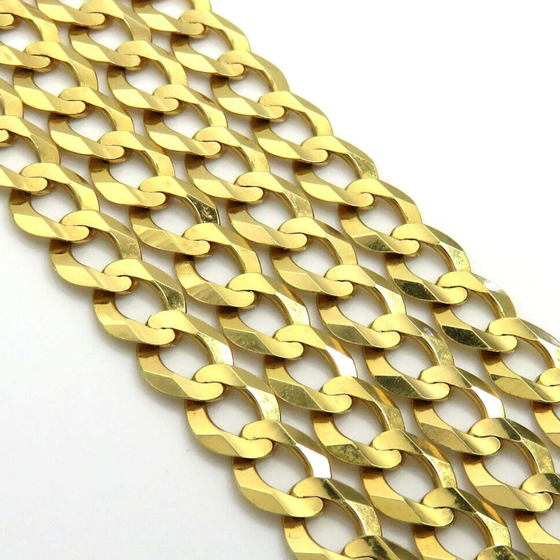 10K Solid Yellow Gold Curb Cuban Link Chain Pendant Necklace 7mm Necklaces - DailySale
