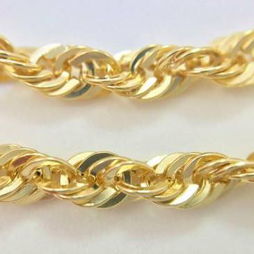 10K Yellow Gold 3.5mm Unisex Diamond Cut Rope Chain Necklace Necklaces - DailySale