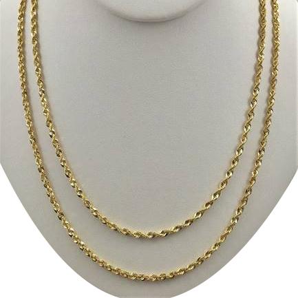 10K Yellow Gold 3.5mm Unisex Diamond Cut Rope Chain Necklace Necklaces - DailySale