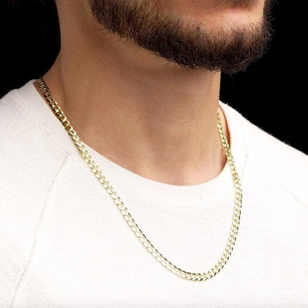 Steeltime Men's 18K Gold Plated Stainless Steel Thick Cuban Link Chain Necklace with Simulated Diamonds Clasp - Gold Plated