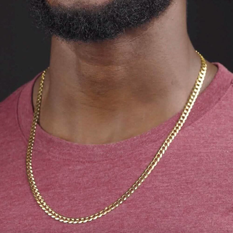 10k Yellow Gold 5MM Curb Chain Cuban Link Necklace 18" Necklaces - DailySale