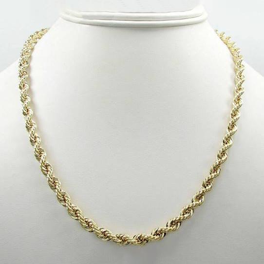 10K Yellow Gold 5mm Unisex Diamond Cut Rope Chain Necklace Necklaces 18" - DailySale