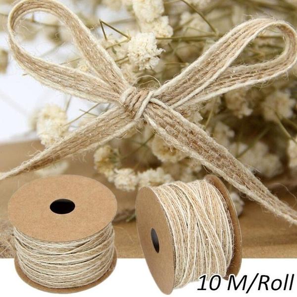10M/Roll Width 0.5cm Jute Burlap Rolls Hessian Ribbon With Lace Vintage Rustic Wedding Decoration Furniture & Decor - DailySale
