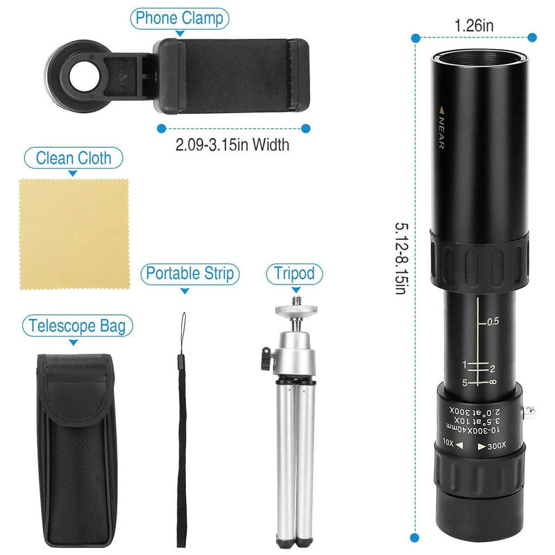 10X-300X Zoom Monocular Telescope High Definition Phone Telephoto Lens Mobile Accessories - DailySale
