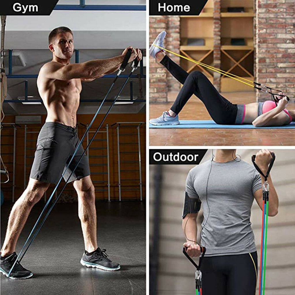 11-Piece Set: Gym Pull Rope Exercise Resistance Bands