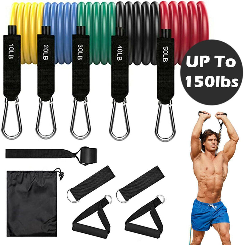 11-Piece Set: Gym Pull Rope Exercise Resistance Bands Fitness - DailySale