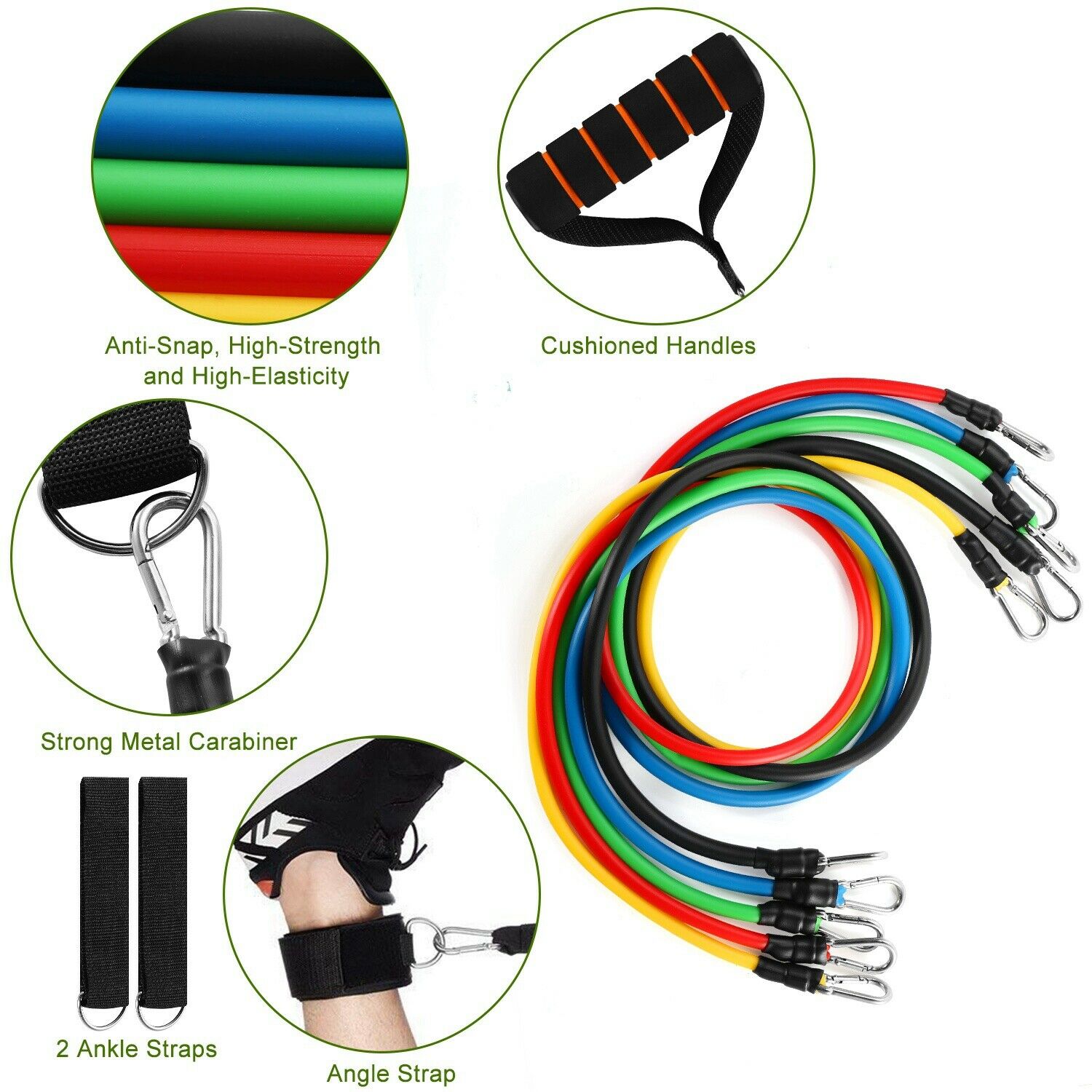 11-Piece Set: Resistance Bands Set Fitness Fitness - DailySale