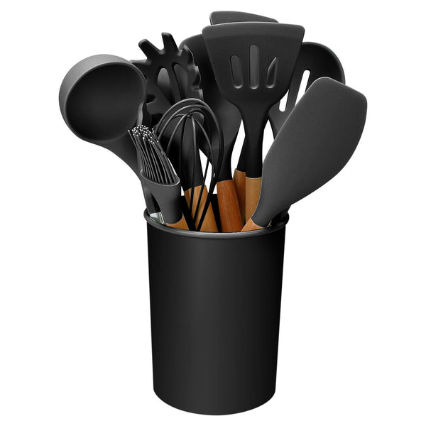 Black Utensil Set, 11 Piece Kitchen Utensil Set