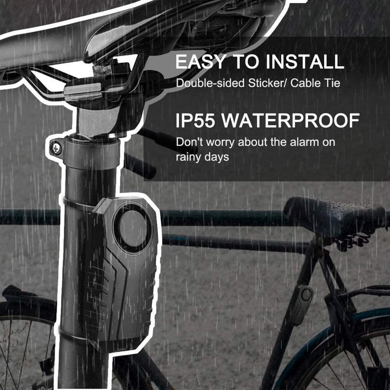 113dB Wireless Vibration Motion Sensor Waterproof Bike Alarm with Remote Sports & Outdoors - DailySale