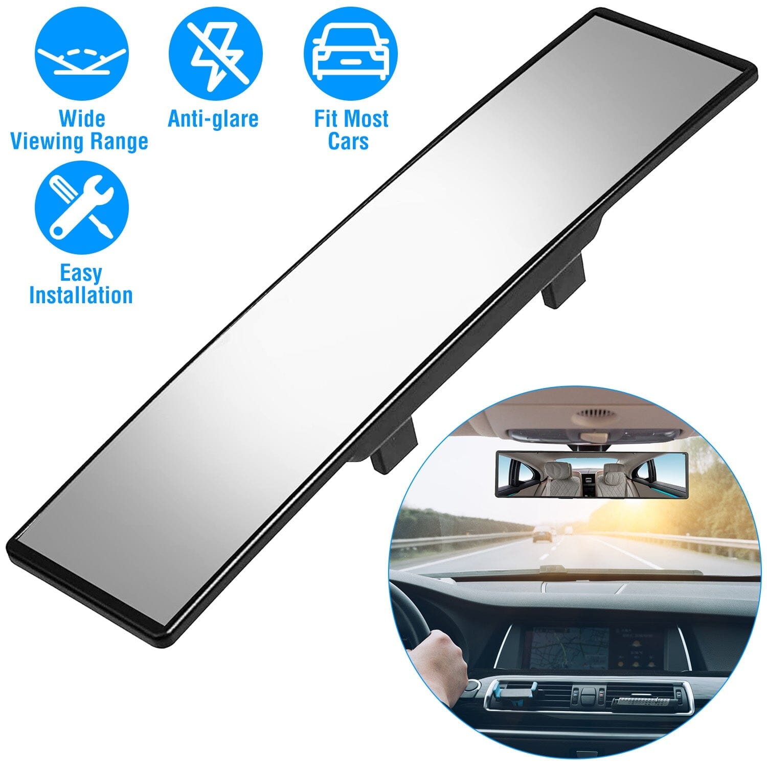 11.4-Inch Interior Clip-On Curve Car Rearview Mirror Automotive - DailySale