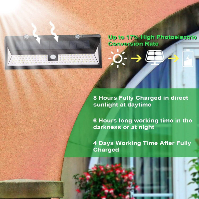 118 LEDs Solar Wall Light Outdoor Motion Sensor Lamp Outdoor Lighting - DailySale