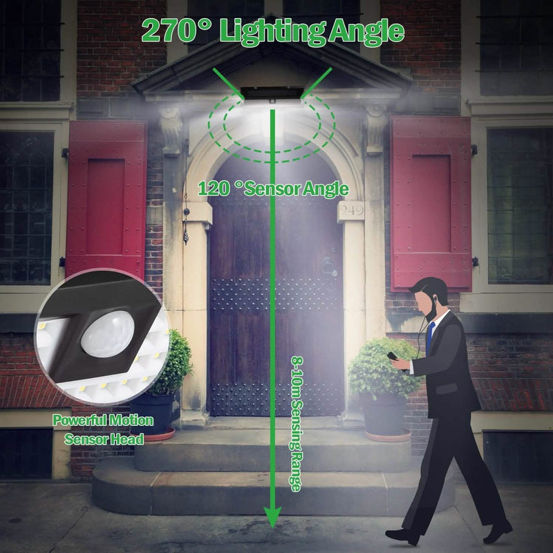 118 LEDs Solar Wall Light Outdoor Motion Sensor Lamp Outdoor Lighting - DailySale
