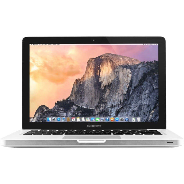 Front view of Apple MacBook Pro 13-inch 2.5GHz Core i5 MD101LL/A (Refurbished) display showing a rock mountain face