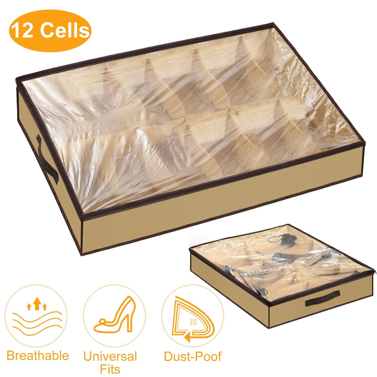 12 Cells Under the Bed Shoes Organizer Closet & Storage - DailySale