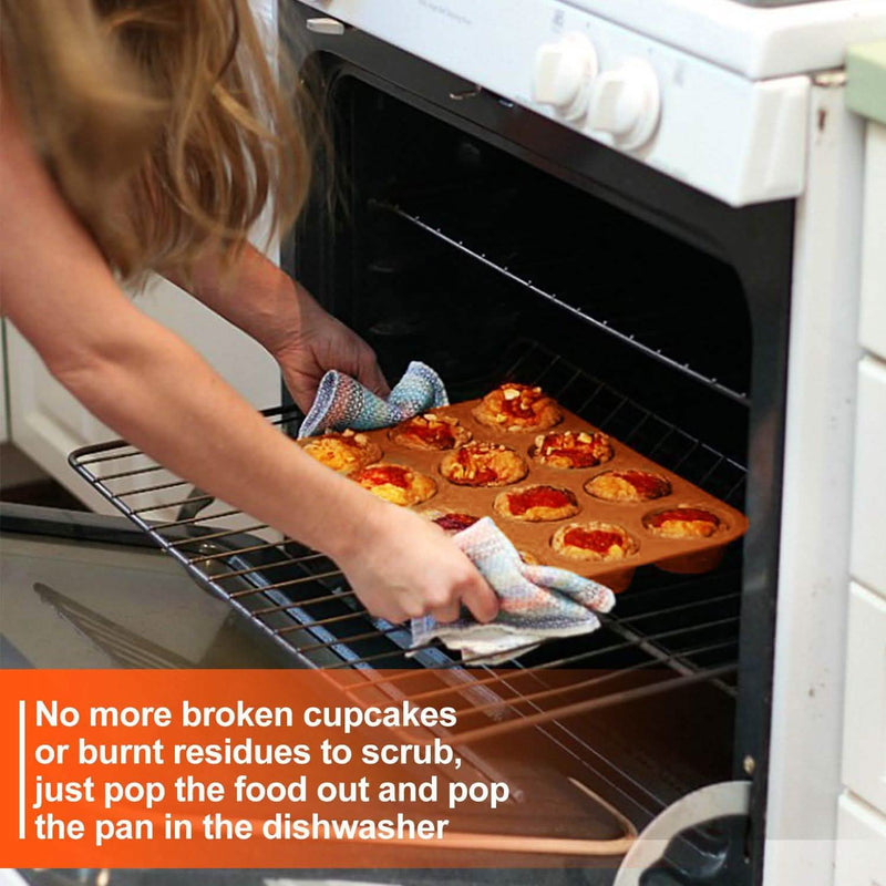 12 Cup Non-Stick Cupcakes Muffin Baking Pan Silicone Mold Kitchen & Dining - DailySale