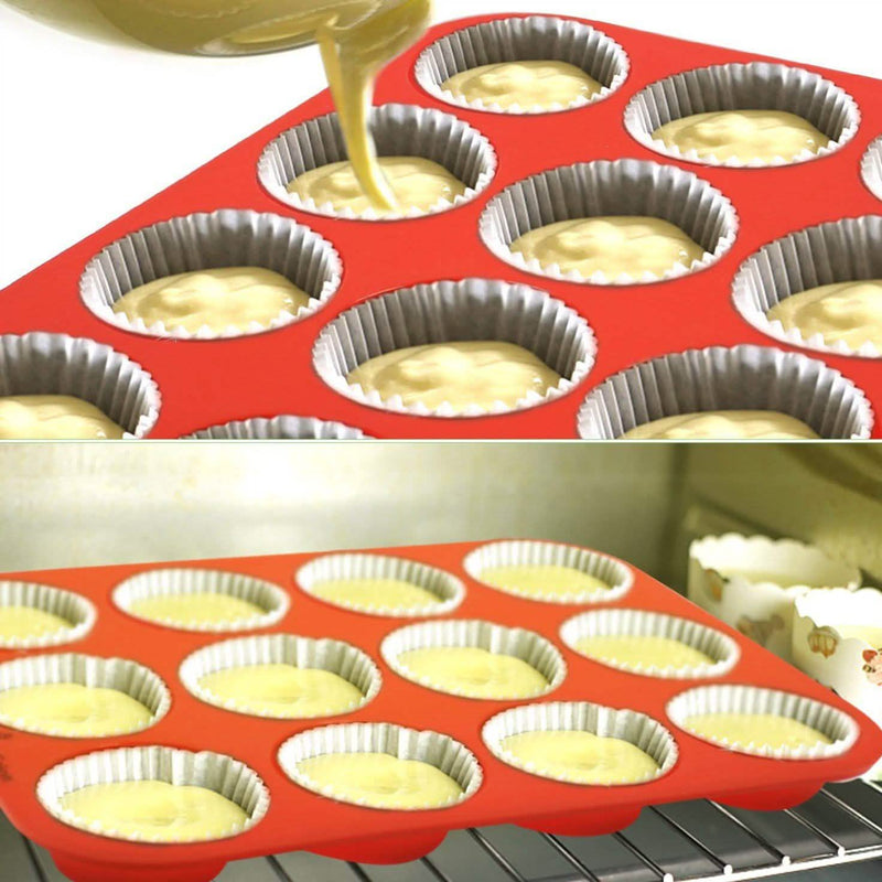 12 Cup Non-Stick Cupcakes Muffin Baking Pan Silicone Mold Kitchen & Dining - DailySale