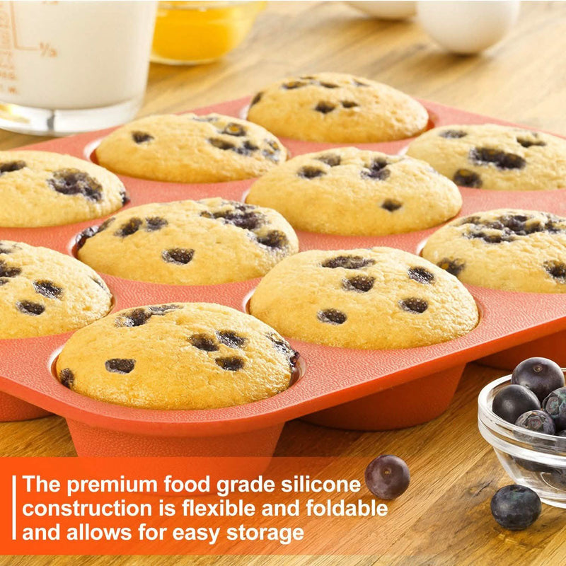 12 Cup Non-Stick Cupcakes Muffin Baking Pan Silicone Mold Kitchen & Dining - DailySale