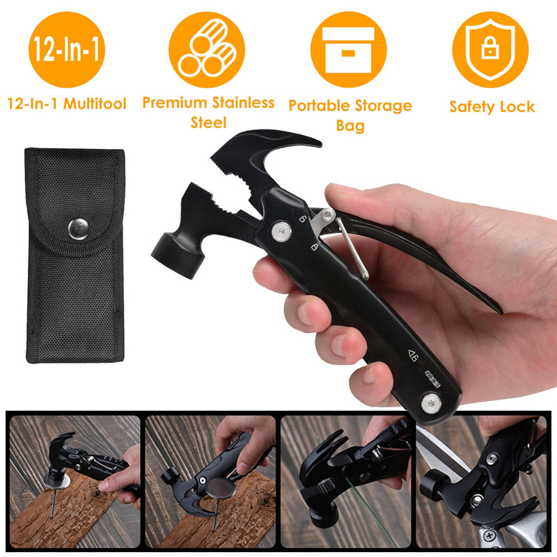 12-in-1 Stainless Steel Portable Hammer Multitool Sports & Outdoors - DailySale
