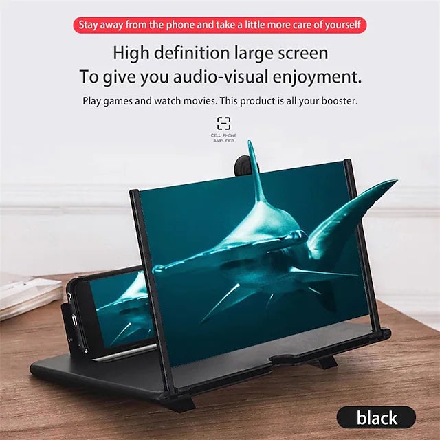 12 inch 3D Mobile Phone Screen Magnifier HD Video Amplifier with Foldable Holder Mobile Accessories - DailySale
