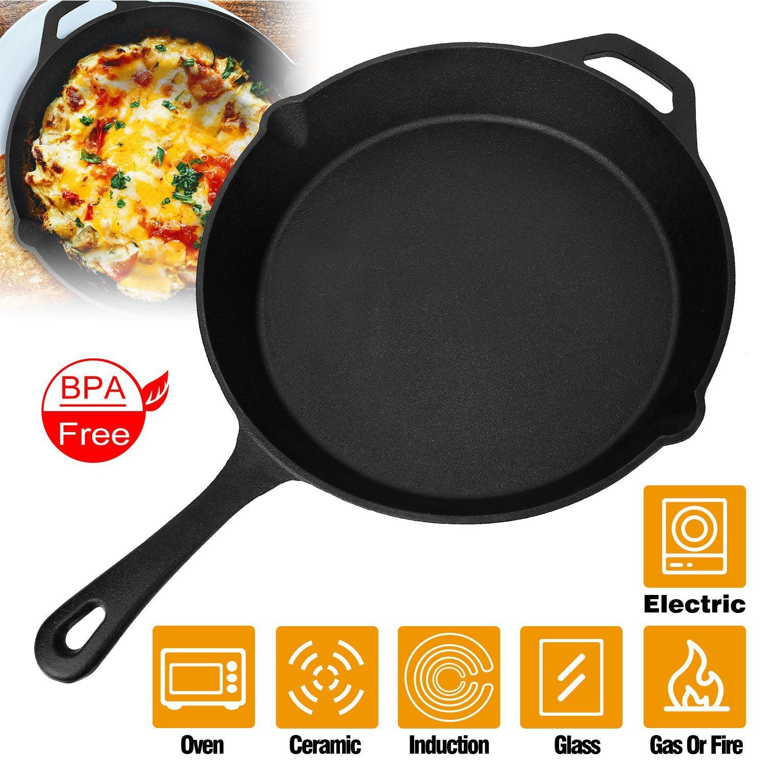 iMounTEK 3-Piece Pre-Seasoned Non-Stick BPA Free Cast Iron Pans, Cast Iron  Cookware for Grill, Oven, Electric & Gas Burner Stovetop, & Campfire, Cast