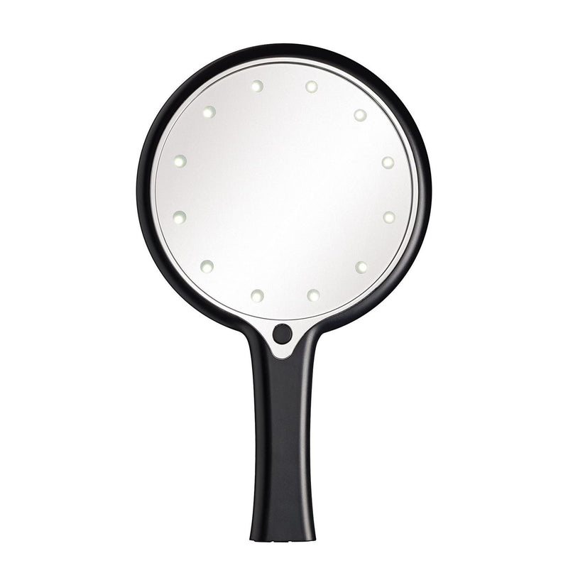12 LED Lighted Hand Held Cosmetic Mirror, Black Beauty & Personal Care - DailySale