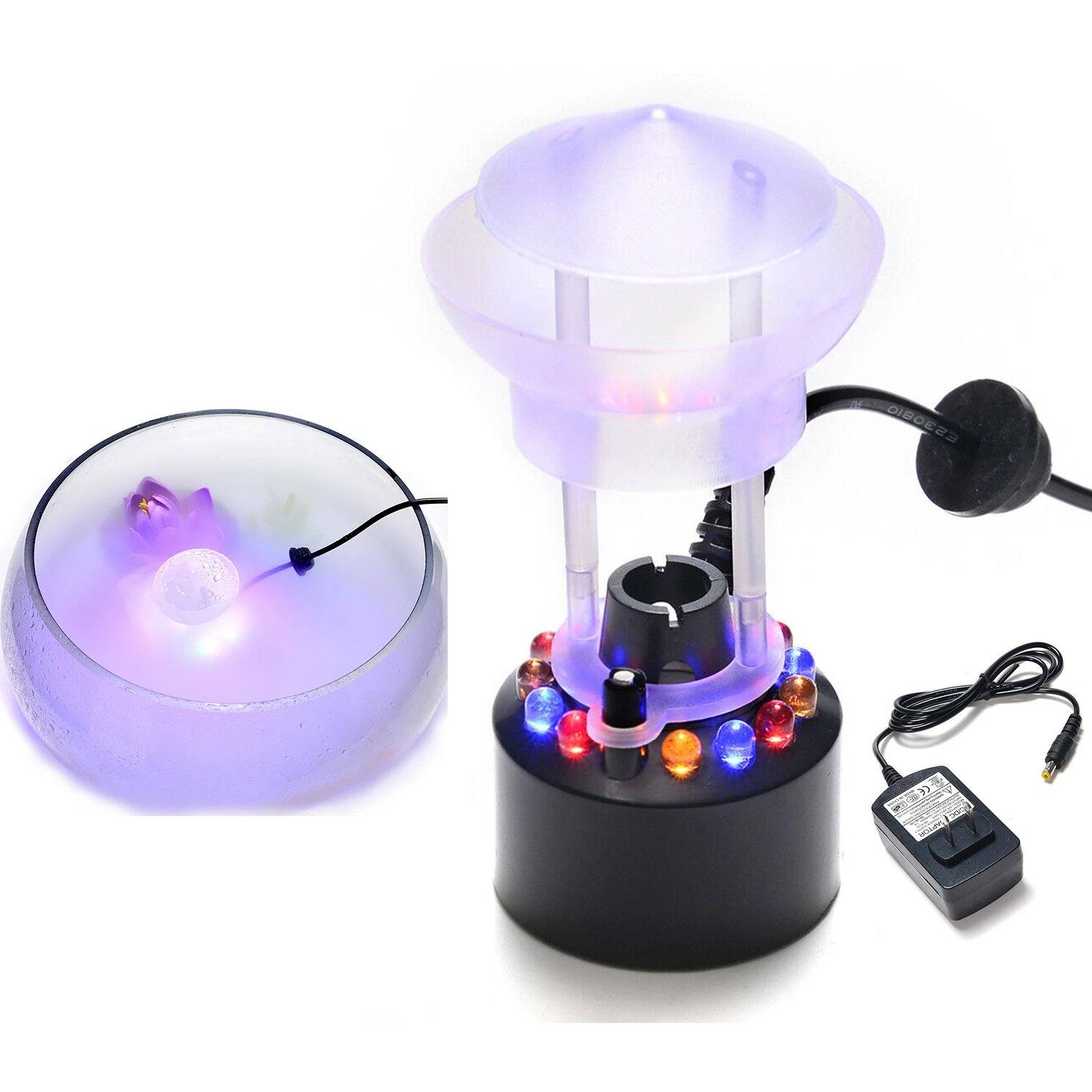 12 LED Mist Water Fountain Machine Atomizer Air Humidifier Wellness - DailySale