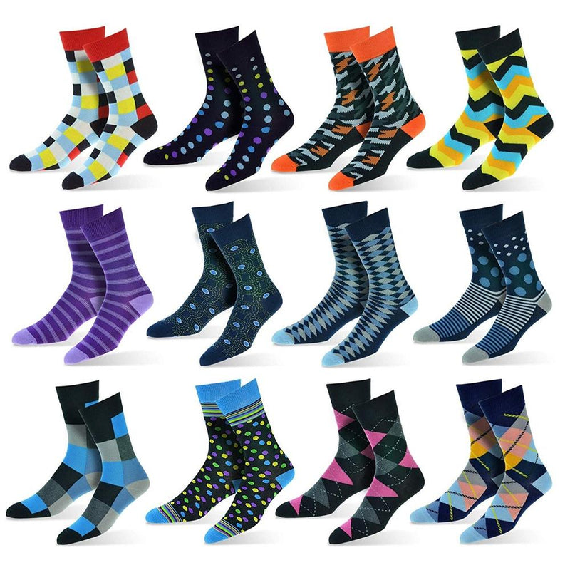 12-Pack: Cotton Fashion Patterned Men's Socks Men's Apparel Collection B - DailySale